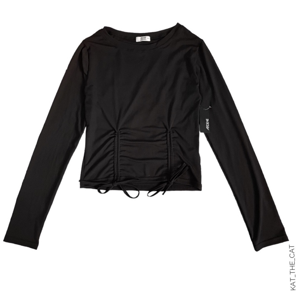 Ardene Black Long Sleeve with Adjustable Ruching on the front in Large